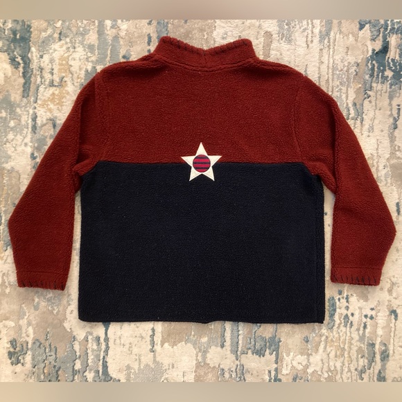 A11 Christoper & Banks Thick Sweater Oversize Fleece Red Blue Stars VTG sz Small - Picture 4 of 7